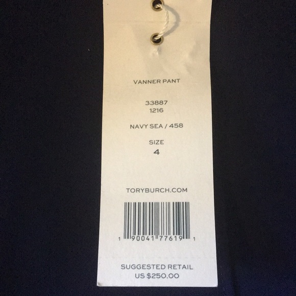 NWT Tory Burch Vanner Pant Sz 4 Navy Sea - Picture 5 of 5